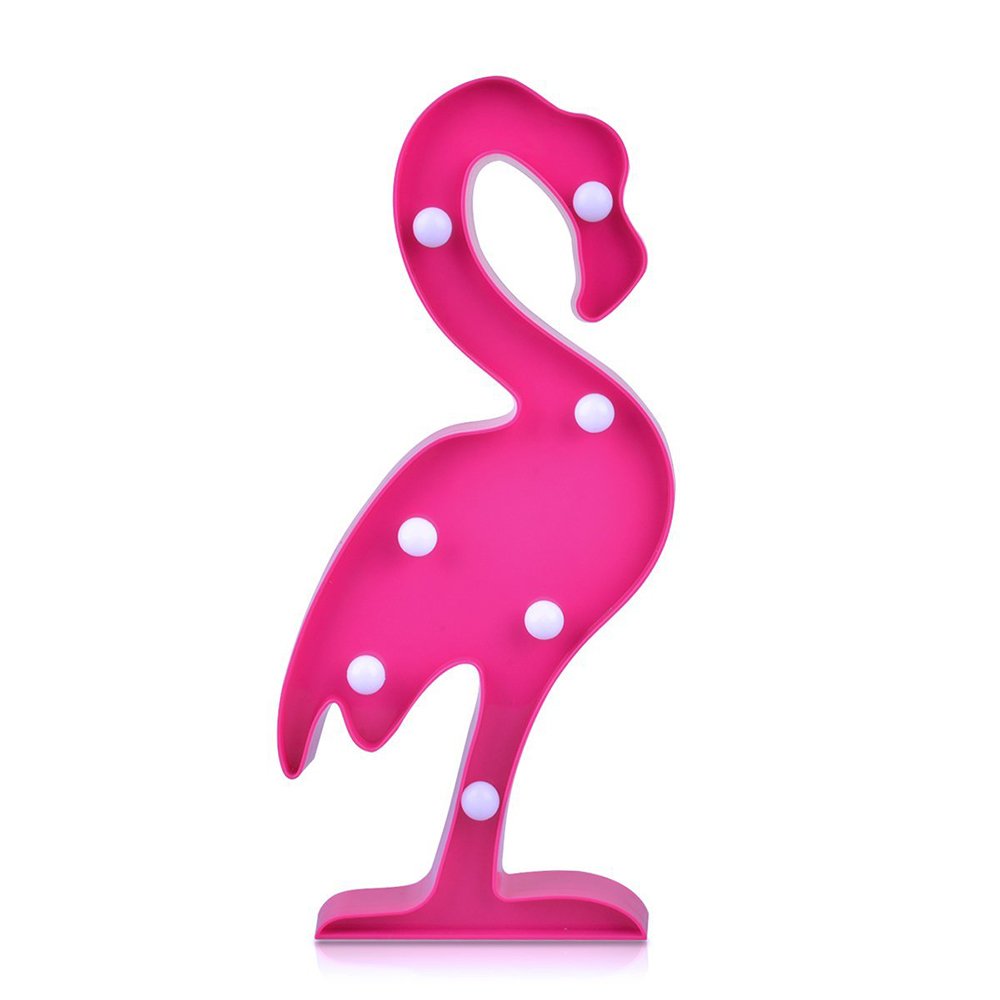 Youngine Decorative LED Flamingo Light Tropical Desk Lamp Marquee Sign Light Battery Operated Wall Decor Kids Room Night Light (