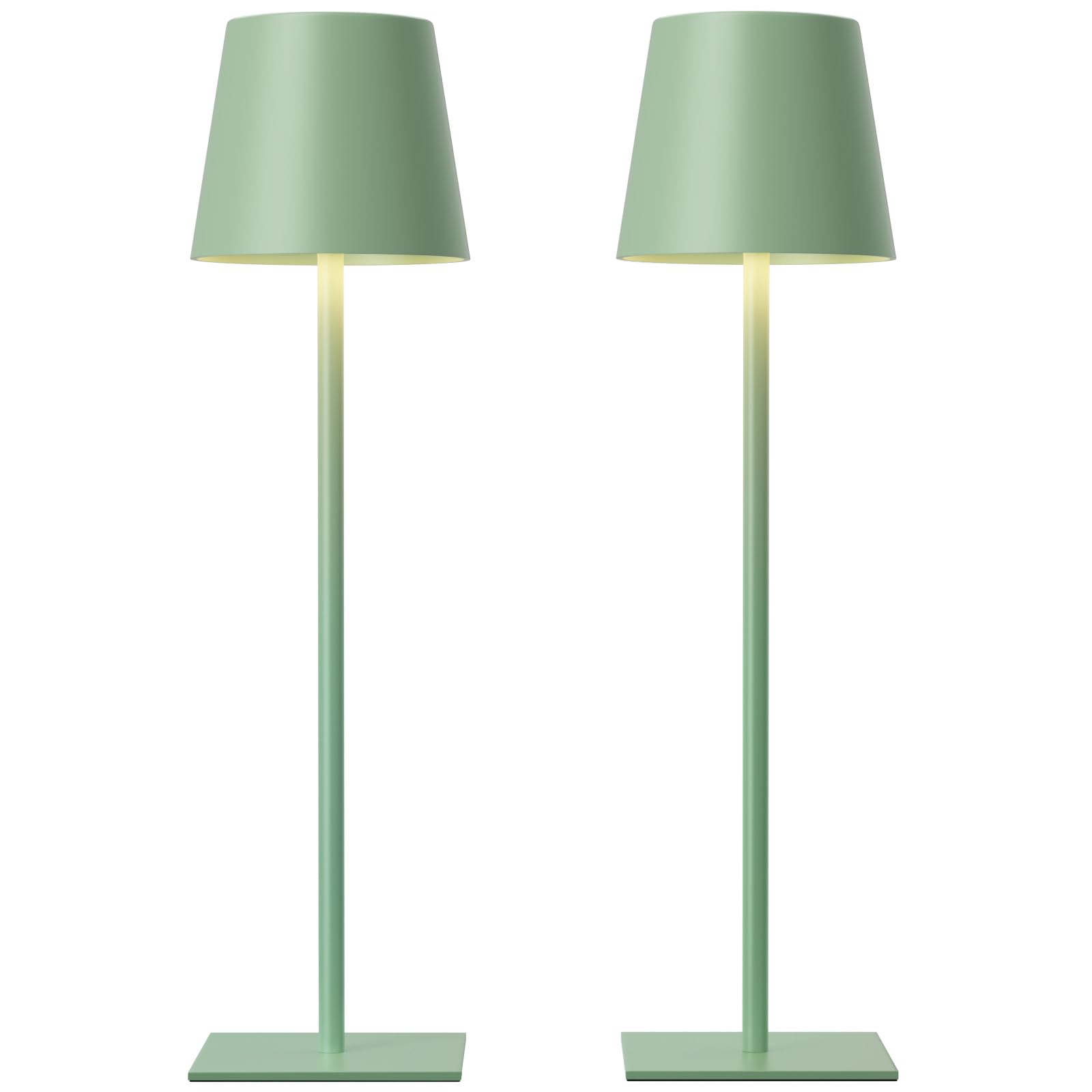 Kakanuo Green Cordless Rechargeable Table Lamp, 2 Pack Portable Desk Lamp with 5000mAh Battery, Touch Control Stepless Dimming, 