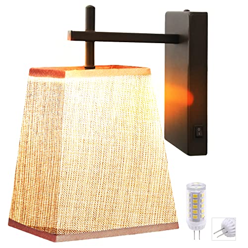 Facon 12V RV Wall Sconce - Square Fabric Shape, G4 Bulb Included, Oil Rubbed Bronze Finish, Model LF131T-005-ORB