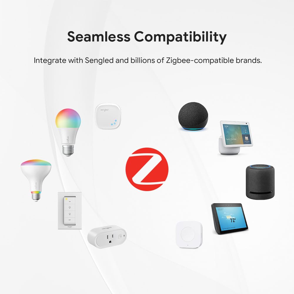 Sengled Smart Light Bulb, Zigbee Compatible, 60W Equivalent, 4 Count, Full Color, Model E11-N1EAW6P_VC