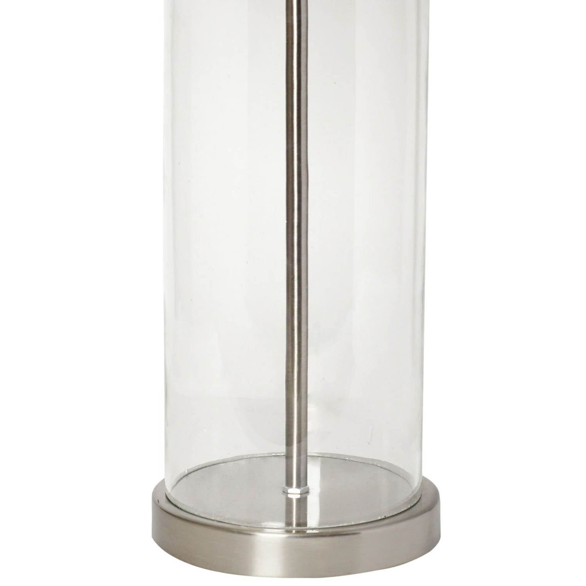 Lalia Home Contemporary Entrapped Glass Table Lamp With Fabric Shade - Brushed Nickel/White