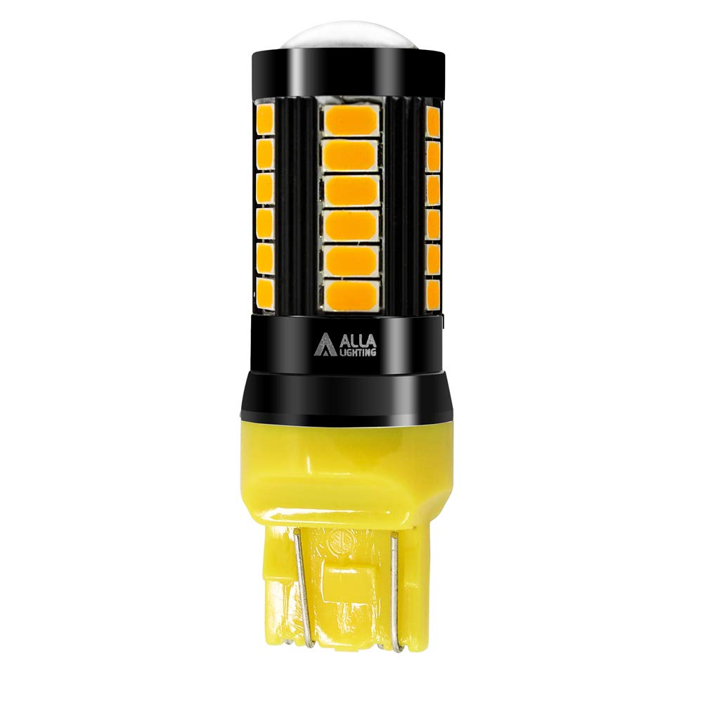Alla Lighting 2800Lm 7440 7443 Led Turn Signal Lights Bulbs, Amber Yellow T20 7440Na 7444Na 7442Nak Wy21W 7443Na 992 Blinker Lamps Replacement Xtreme Super Bright 12V 5730 33-Smd Dual Filament