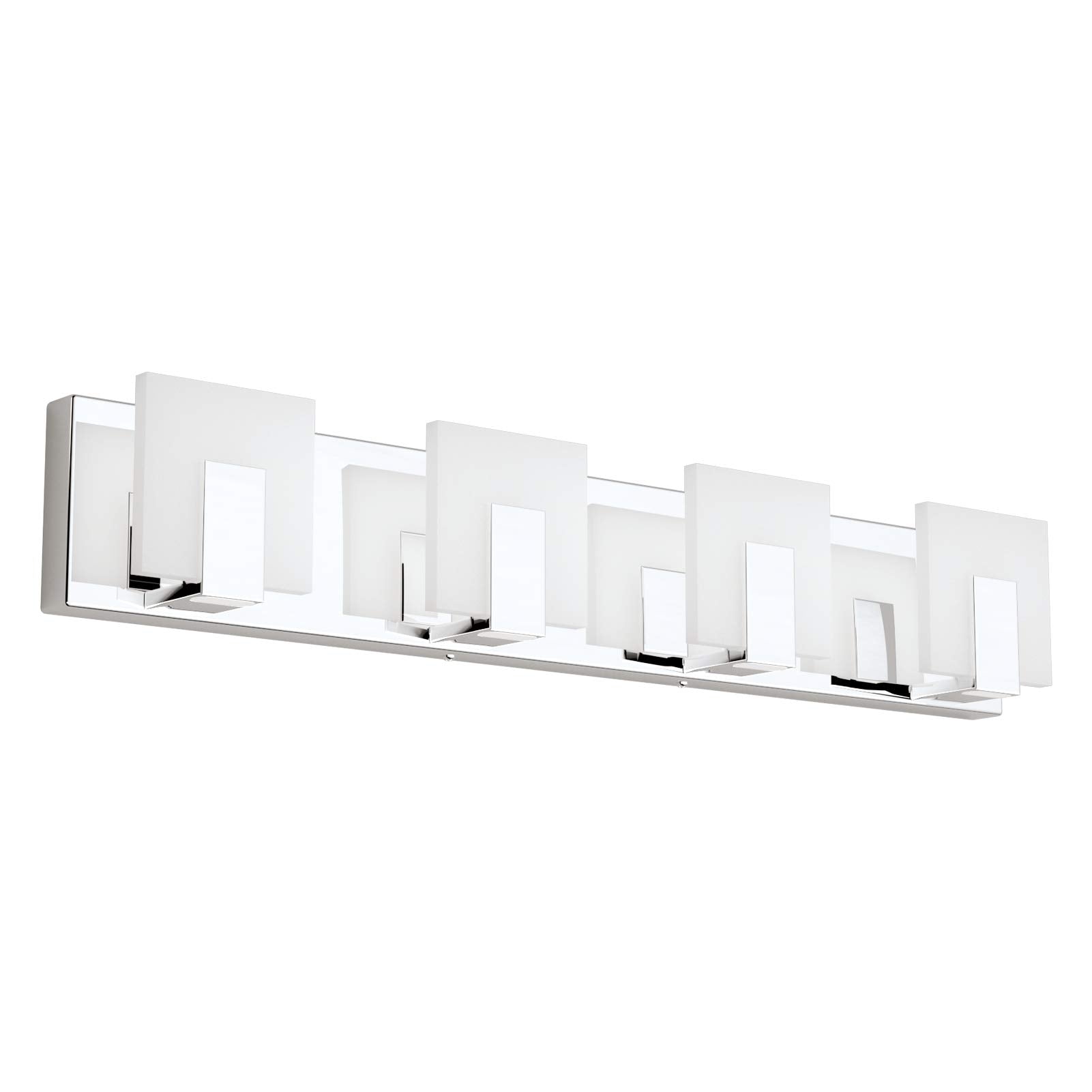 Aipsun Modern Led Bathroom Vanity Light, 4 Lights, Frosted White Acrylic, Chrome Finish, Model Ca-1105-4T, 6000K White Light
