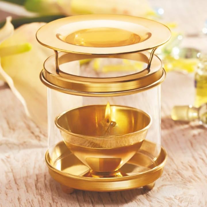 True Decor 5 Inches Camphor Diffuser/Aroma Incence Burner/Kapoor Dani Brass Akhand Diya for Puja with Borosilicate Glass Cover |