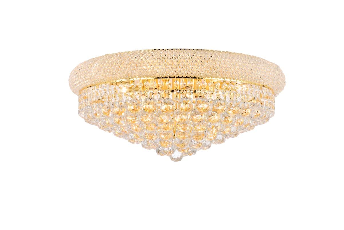 Elegant Lighting 1800F24G/RC 12-Light Crystal Chandelier, Gold Finish, Flush Mount, Clear Crystals
