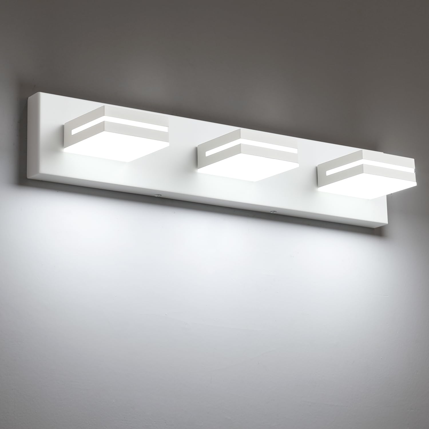 SineRise LED Bathroom Vanity Light Fixture, 2-Light, 15.5-Inch, Matte White, Stainless Steel, Model 824f8211-a017-4929-8a83