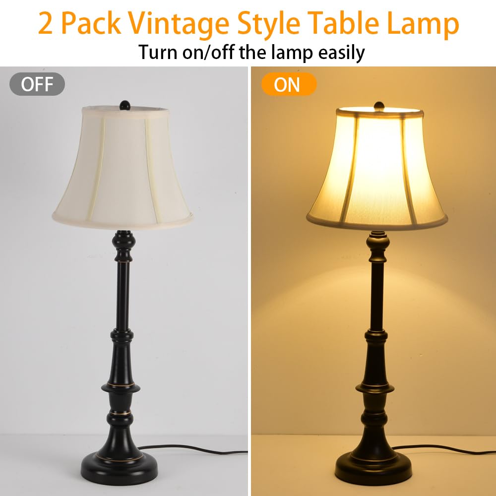 Smeike Vintage Style Table Lamp Set of 2, Iron Buffet & Bedside Lamps, Model TB-8004, 2-Pack for Living Room & Bedroom