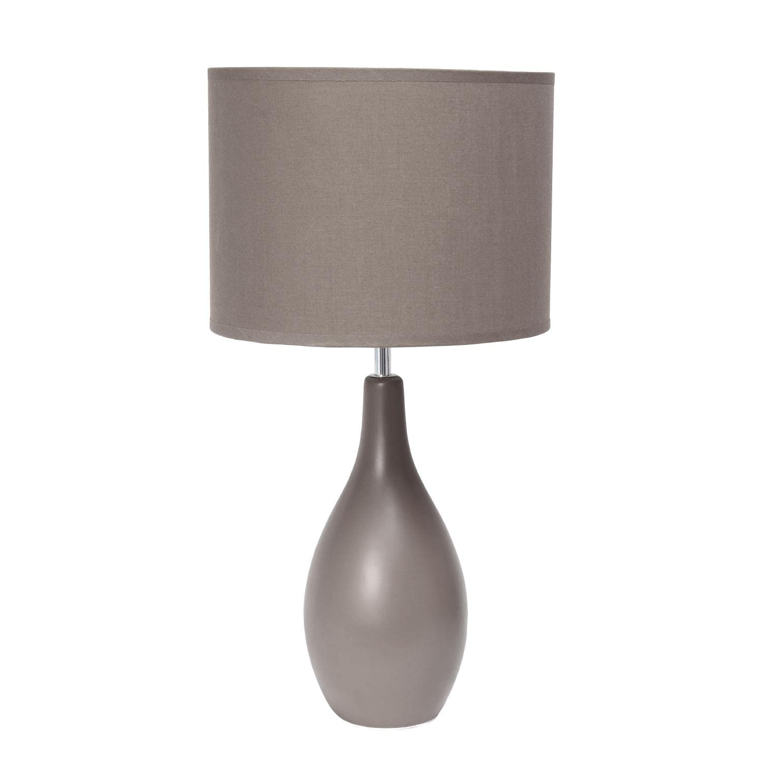 Creekwood Home 18.11&quot; Gray Ceramic Dewdrop Table Desk Lamp With Fabric Shade