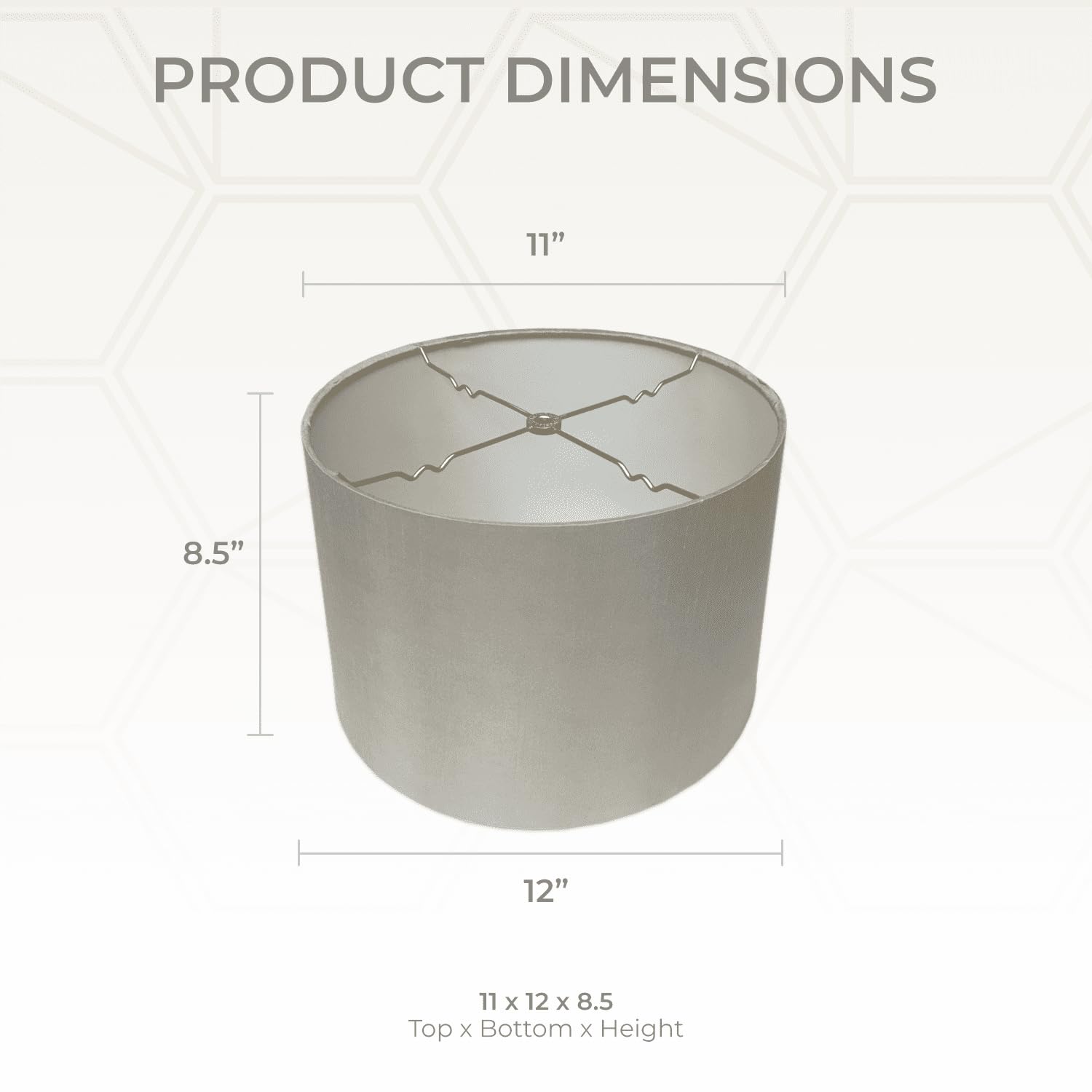 Royal Designs, Inc. Hardback Lamp Shade, Shallow Drum, 11 x 12 x 8.5, Gray, Model HB-610-12GR