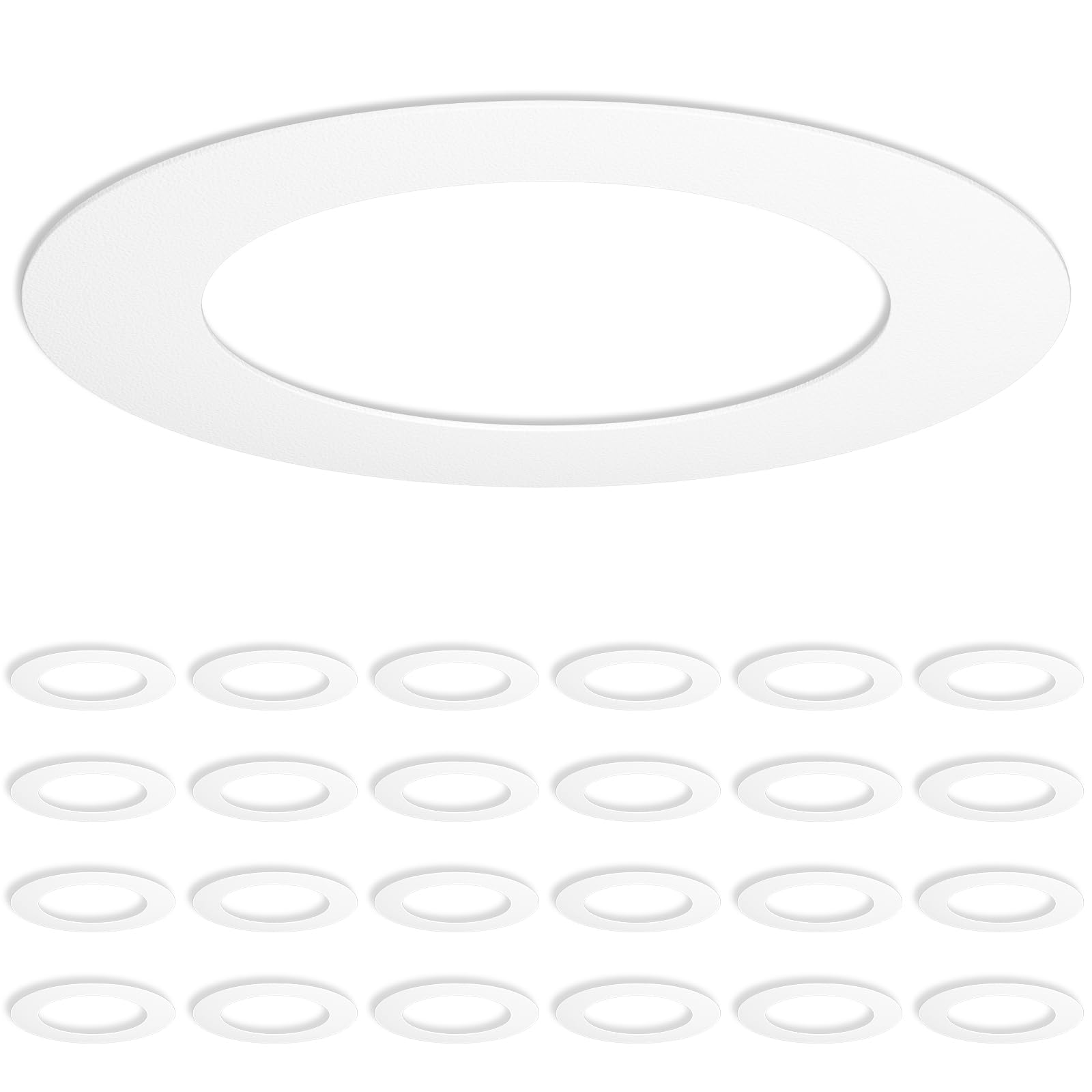Amico 24 Pack Goof Rings for 6 Inch Recessed Lights White Can Light Goof Trim Ring, Outer Diameter 8.6-inch, Inner Diameter 6.2-