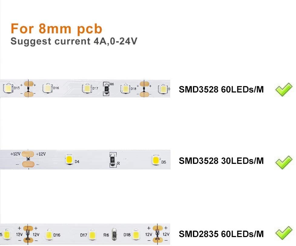 Lightingwill 2 Pin Led Strip Light Connector Kit, 8Mm Solderless Adapter Connectors, Led Strip Accessories Set For 8Mm Wide 3528