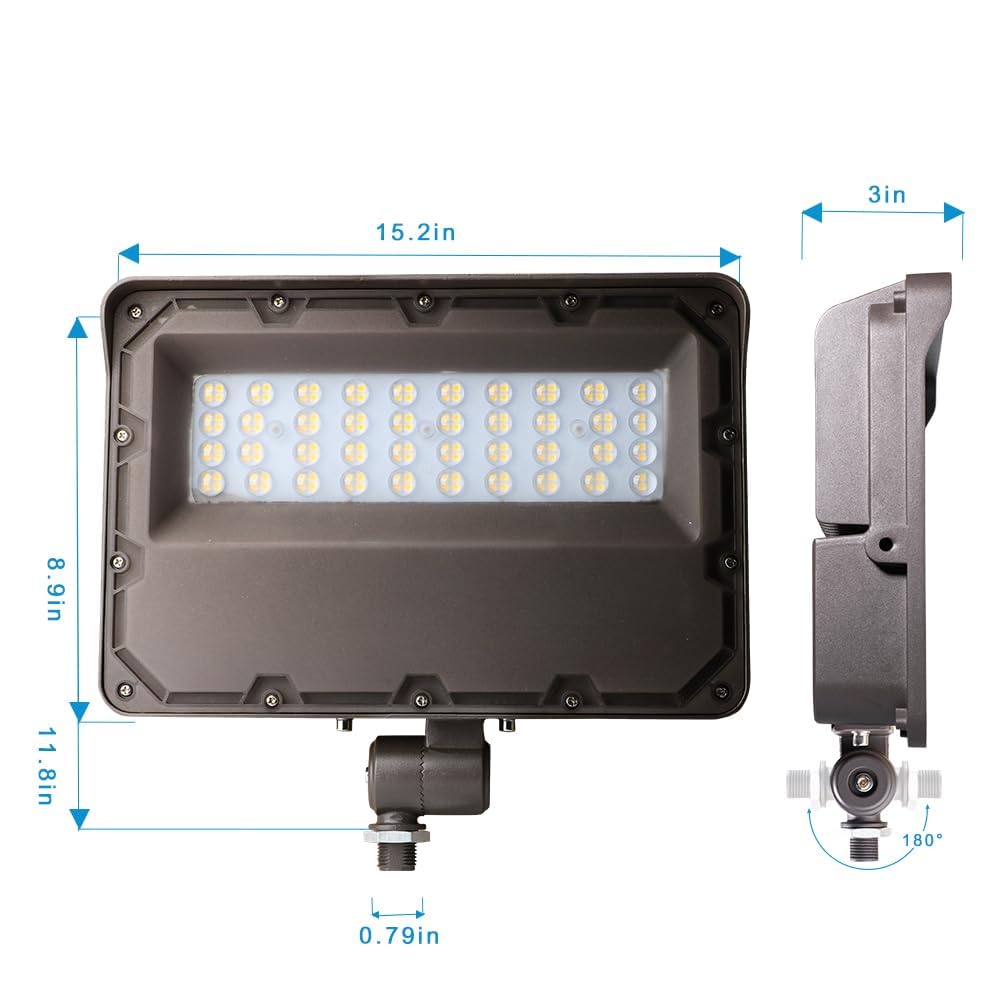 Lightdot 200W LED Flood Light 4Pack, IP65 Waterproof, 28000LM, Dusk to Dawn Sensor, Brown, Model LFLP-14-KM5K
