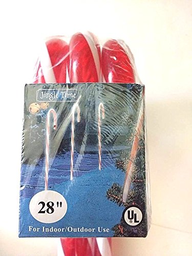 Jingle Time Lighted Candy Cane Pathway Markers Set of 12 - 28in Red Plastic Decorations