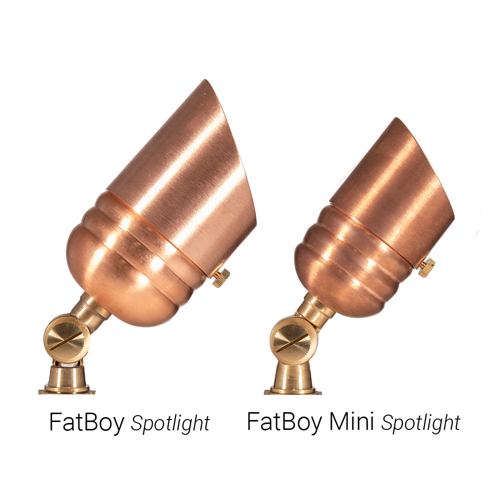 VOLT Mini Spotlight - 12V Copper Outdoor Light with 5W 2700K LED Bulb, 400 Lumen for Landscape Lighting
