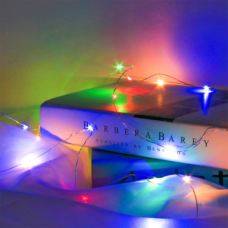 BXROIU Fairy Lights - 6 Pack 20 LEDs Micro Silver Wire String Lights, 6.6Ft, Battery Operated, Multicolor for Bedroom & Wedding Decor
