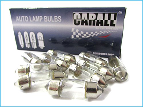 Carall 10 Pcs Car Halogen Bulbs T11 1,22In 12V 5W Sv8,5-8 Torpedo Shape, For Headlight Car Bulbs, Beam Low/High Beam Fog Light R