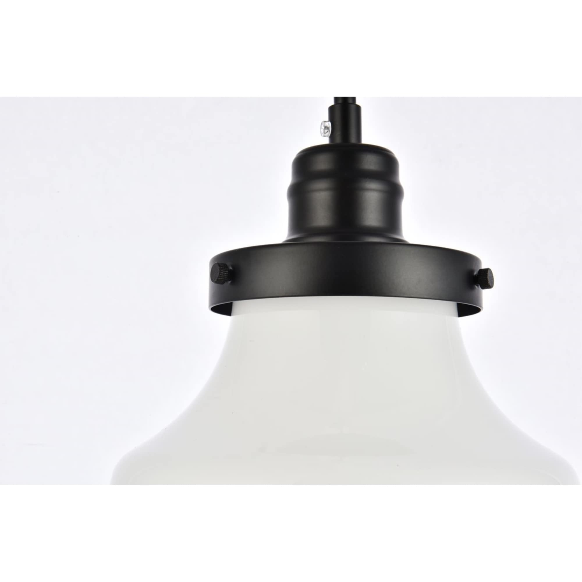 Elegant Lighting Living District Lyle 1 Light Black and Frosted White Glass Plug in Pendant