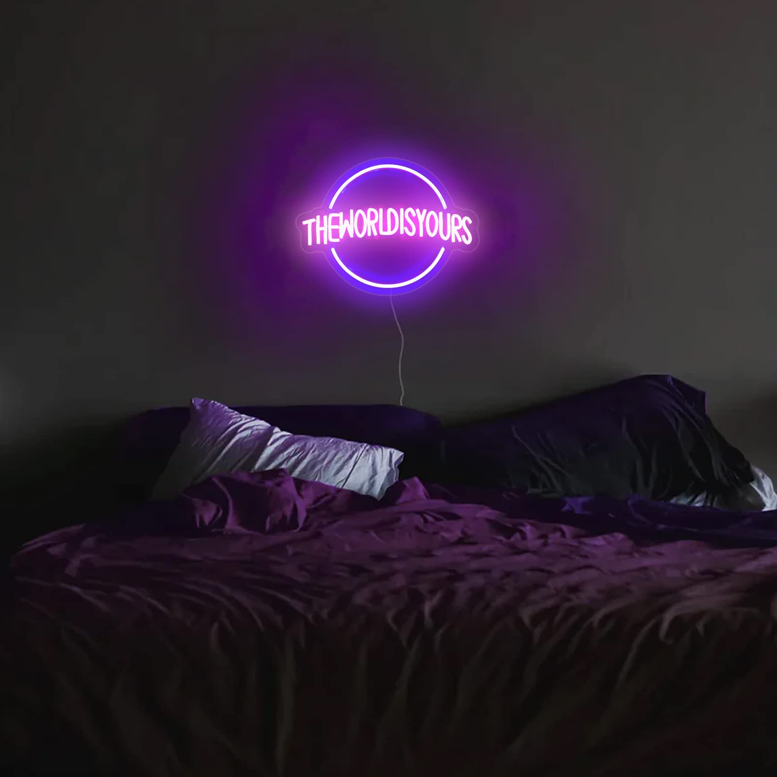 Moodlion Neon Sign, Blue LED Wall Decor, 15.8x11.9 IN, Acrylonitrile Butadiene Styrene, World Design