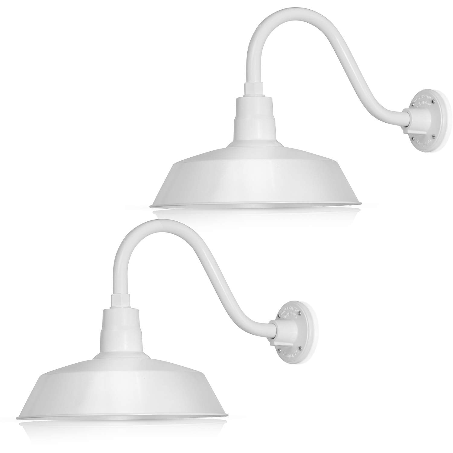 HTM LIGHTING SOLUTIONS Gooseneck Barn Light Fixture 14in. Alloy Steel White 14.5in. Extension Arm UL Listed 2-Pack