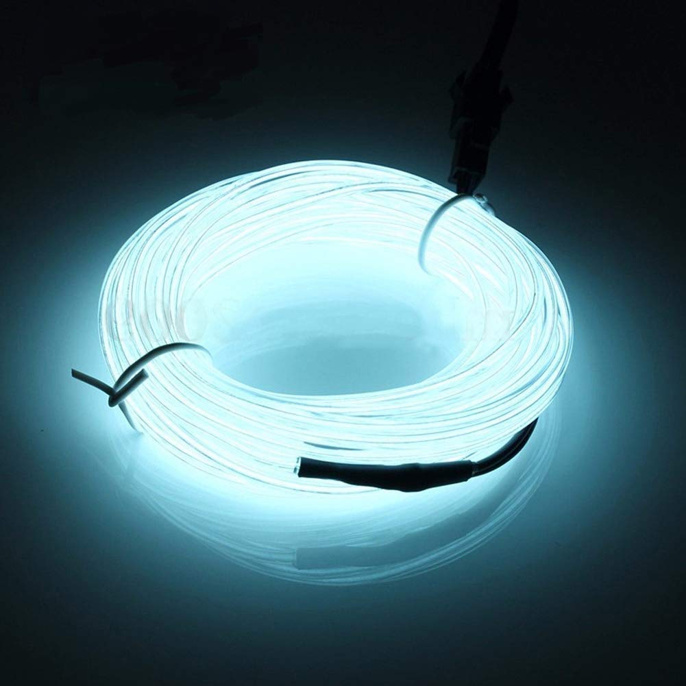 Abaldi El Wire, 3M Neon Rope Light Glowing Strobing Electroluminescent Light With Battery Pack Controller For Parties, Halloween, Advertisement Decor(White)