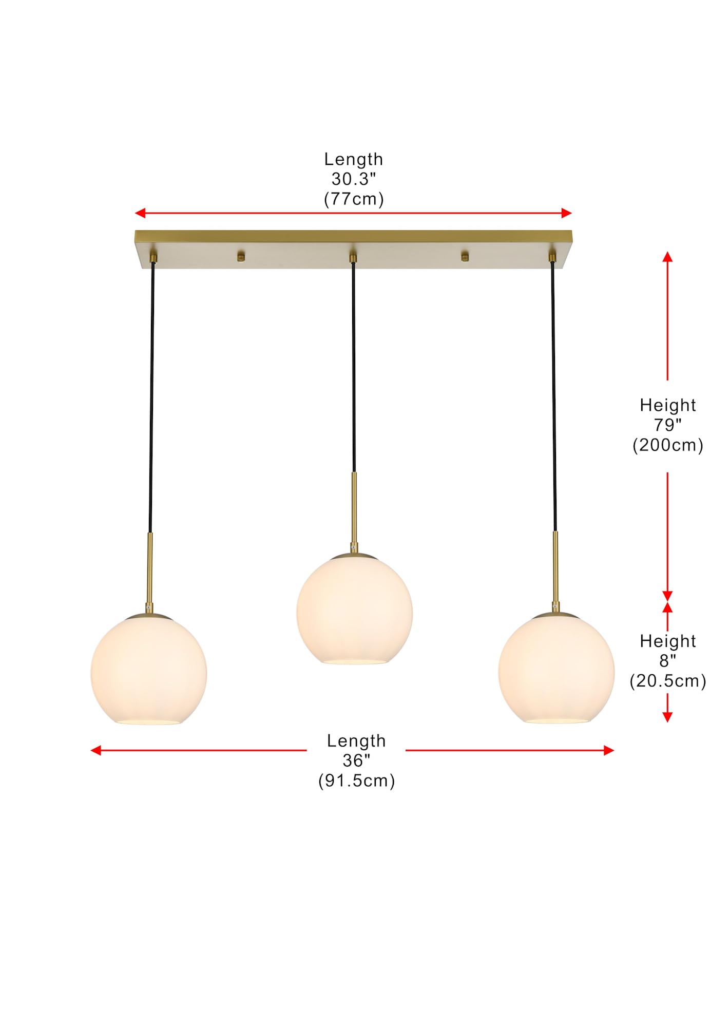 Elegant Lighting Living District Baxter 3-Light Metal & Glass Pendant in Chrome/Frosted White