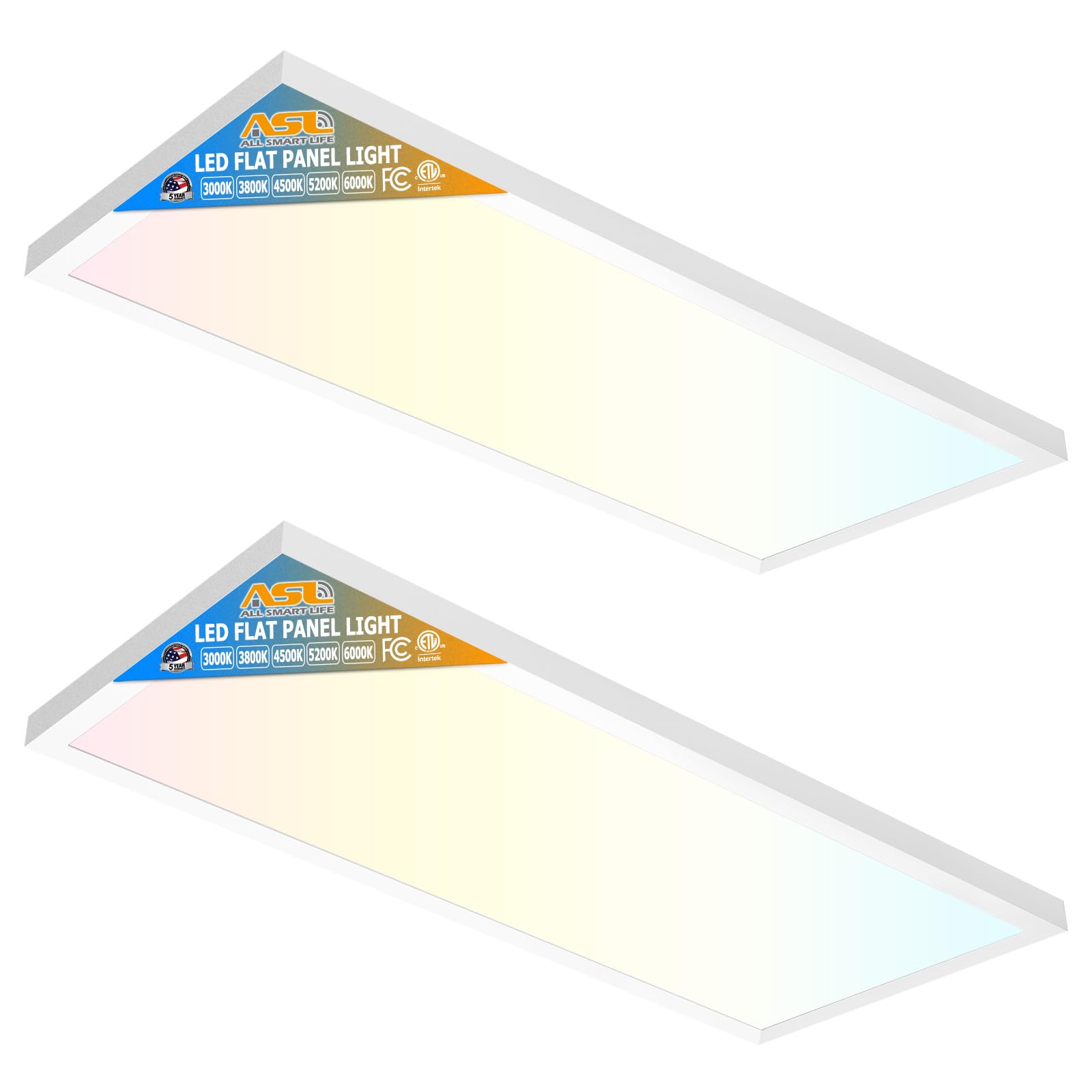 Allsmartlife 1X2 Ft Led Flat Panel Light Surface Mount, 24W 2880Lm 5Cct 3000K-6000K Selectable, Dimmable Edge-Lit Ceiling Light
