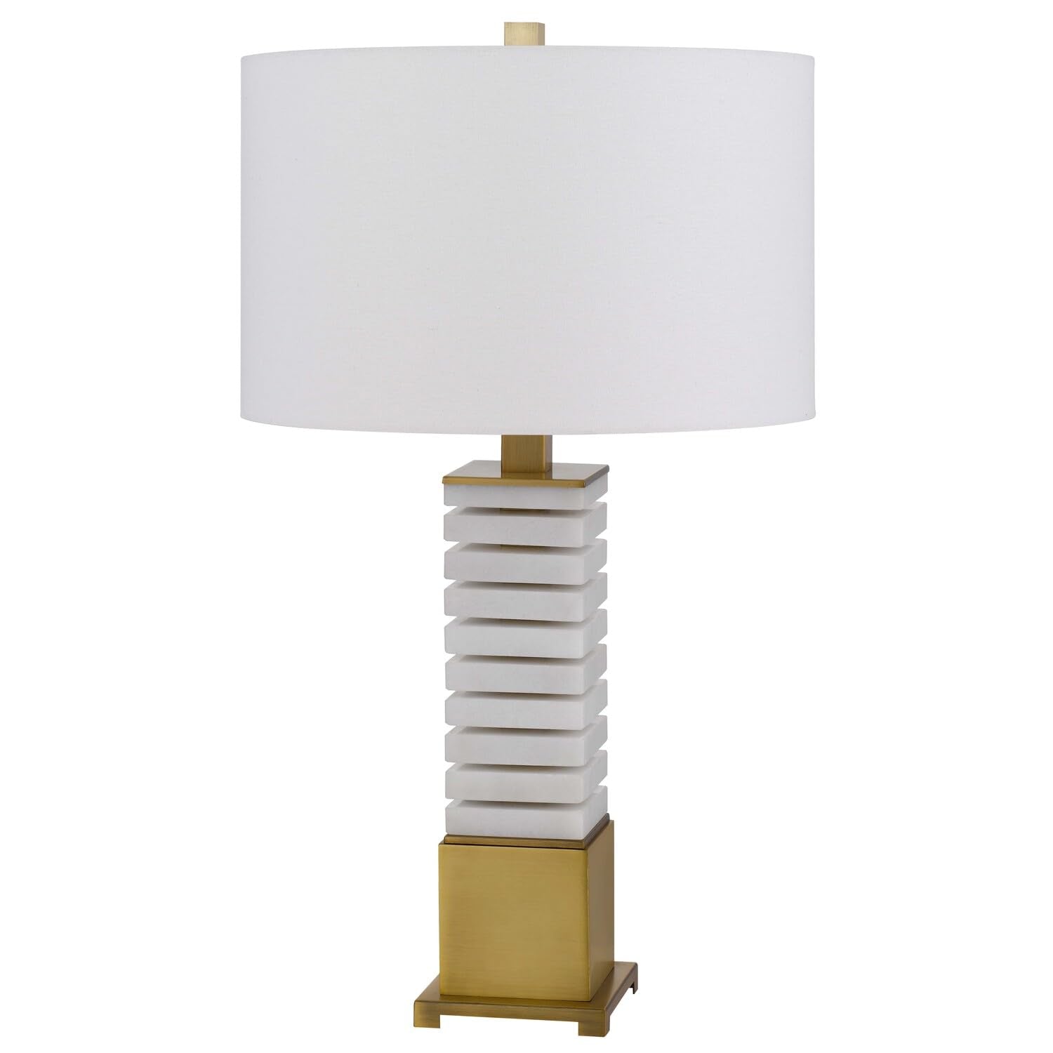 Cal Lighting Cranbourne 28.25&quot; Height Antique Brass/Marble Metal Table Lamp