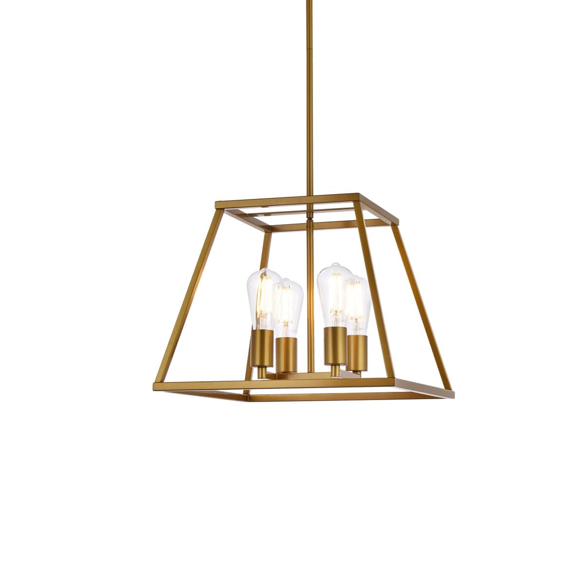 Living District Declan 4-Light Farmhouse Metal Pendant in Brass Finish