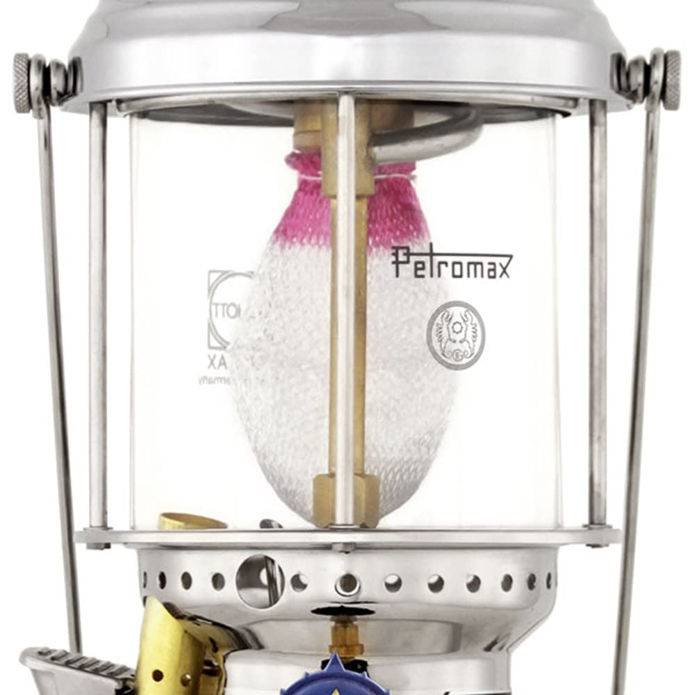 Petromax Hk500 Pressurized Lantern, 500 Candlepower With 1 Quart Kerosene Tank For Home, Camping Or Emergency Lighting, Hand Assembled High Pressure 400 Watt Lamp, Chrome