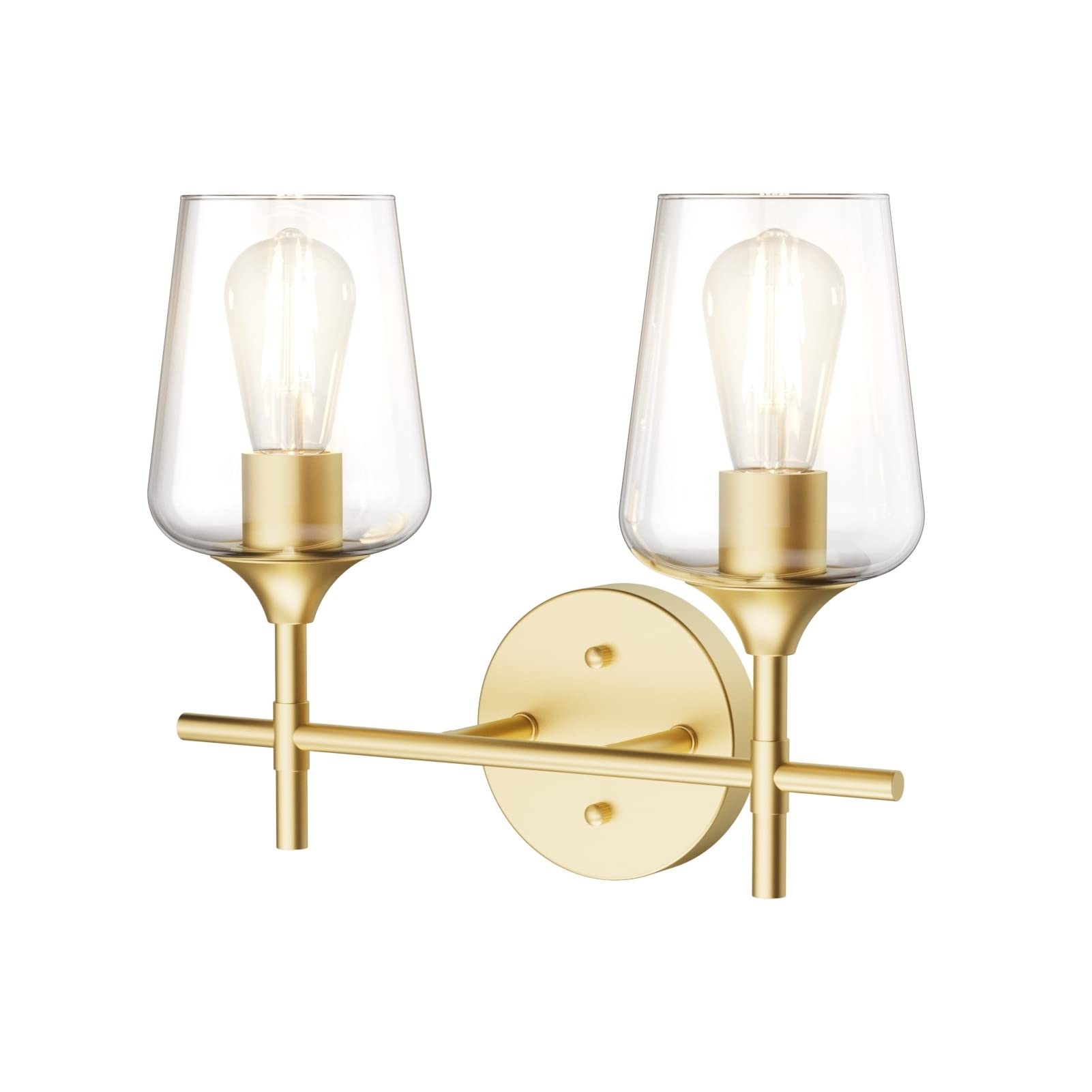 Ralbay Gold Bathroom Light Fixtures 2-Light Glass Wall Sconce Vanity Lighting Model 2031