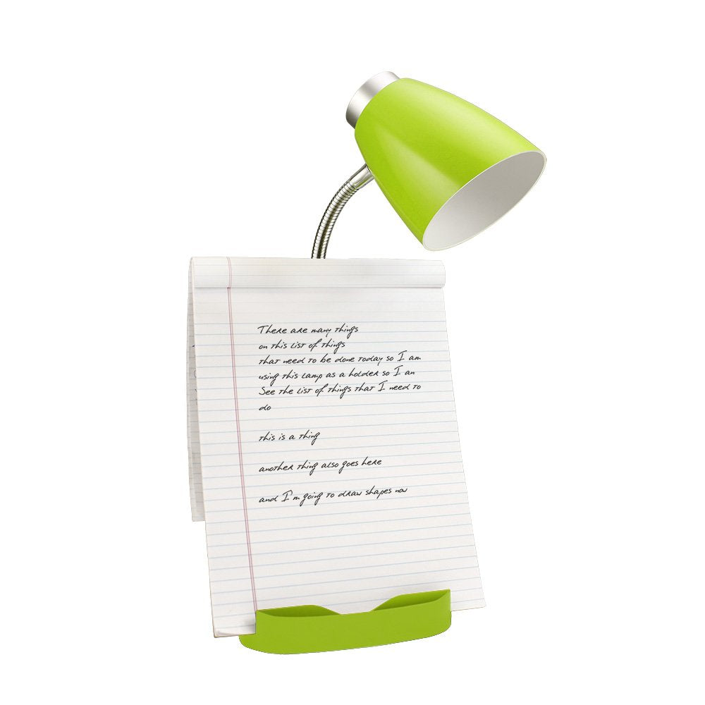 Simple Designs Gooseneck Organizer Lamp, Ipad/Book Holder, 6.5X6.5X18.5, Green, Model Ld1002-Grn, Abs Plastic