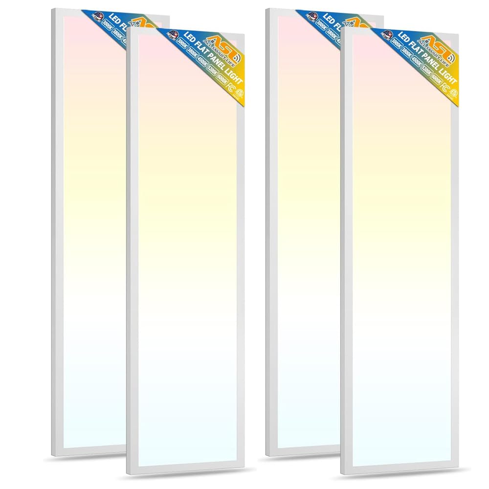Allsmartlife 4-Pack 1X4Ft Led Flat Panel Light Surface Mount, 24W/30W/40W, 4980Lm Dimmable 5Cct 3000K-6000K, Edge-Lit Ceiling Li