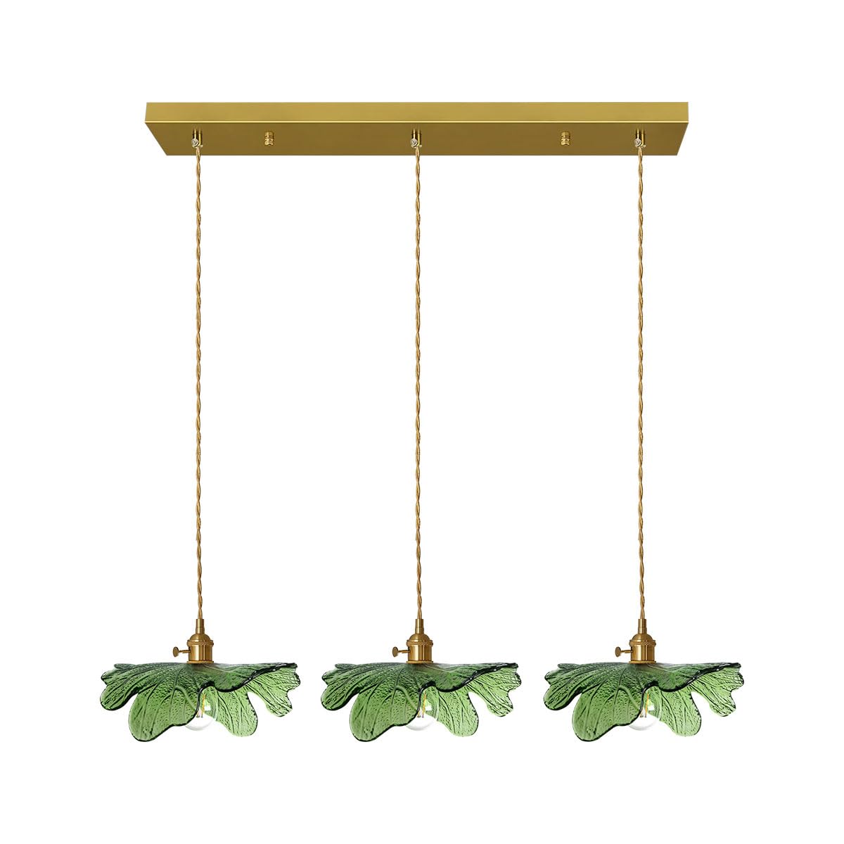 Auwieou Mid Century Modern Chandelier 3 Light Glass Pendant Lights With Hand Blown Amber Glass Shade Brass Pendant Light Farmhou