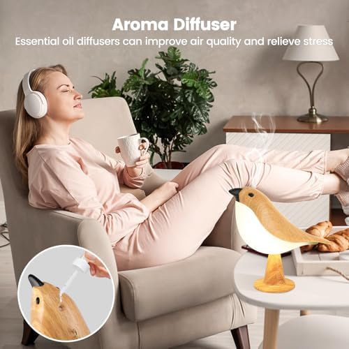 Small Cute Bird Table Lamp With Timer, Touch & Remote Control Bird Night Light, Cordless Bedside Lamp, Desk Lamp For Reading, 3-