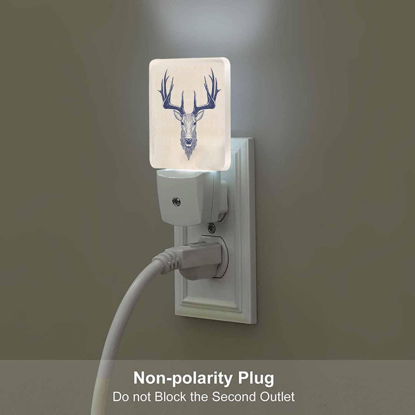 Chrobak LED Night Light - Cartoon Deer Head Design, Energy Efficient, Dusk to Dawn Sensor, White, Model WML-Night-Light-231023-126
