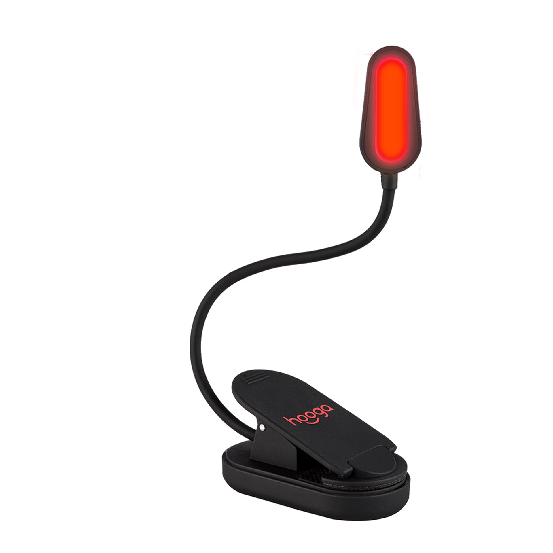 Hooga Red Book Light, Rechargeable Clip On 625Nm Led Light For Reading In Bed. No Blue Light Emitted, Eye Care Light For Strain-