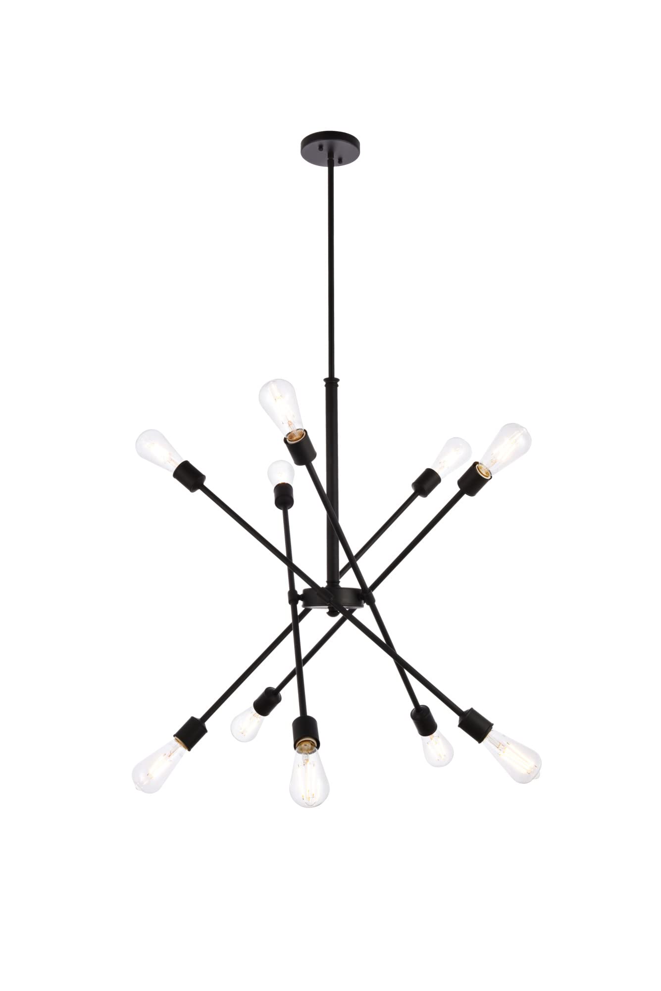 Elegant Lighting Axel Collection 10 Light Chandelier in Black and Brass Finish - 27.2''D x 32.5''H