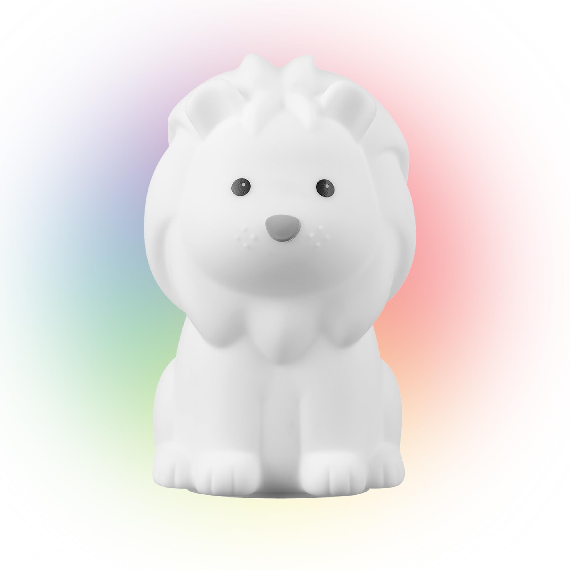 Globe Electric Lion Multicolor Changing LED Integrated Rechargeable Silicone Night Light, Table Lamp, Tap Light, White, Room Dec