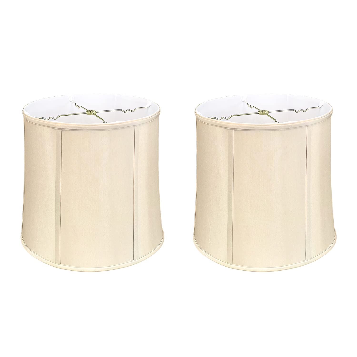 Royal Designs, Inc. Drum Lamp Shade, Faux Silk, 14 x 15 x 15, Beige, 2-Pack, Model BS-719-15BG-2