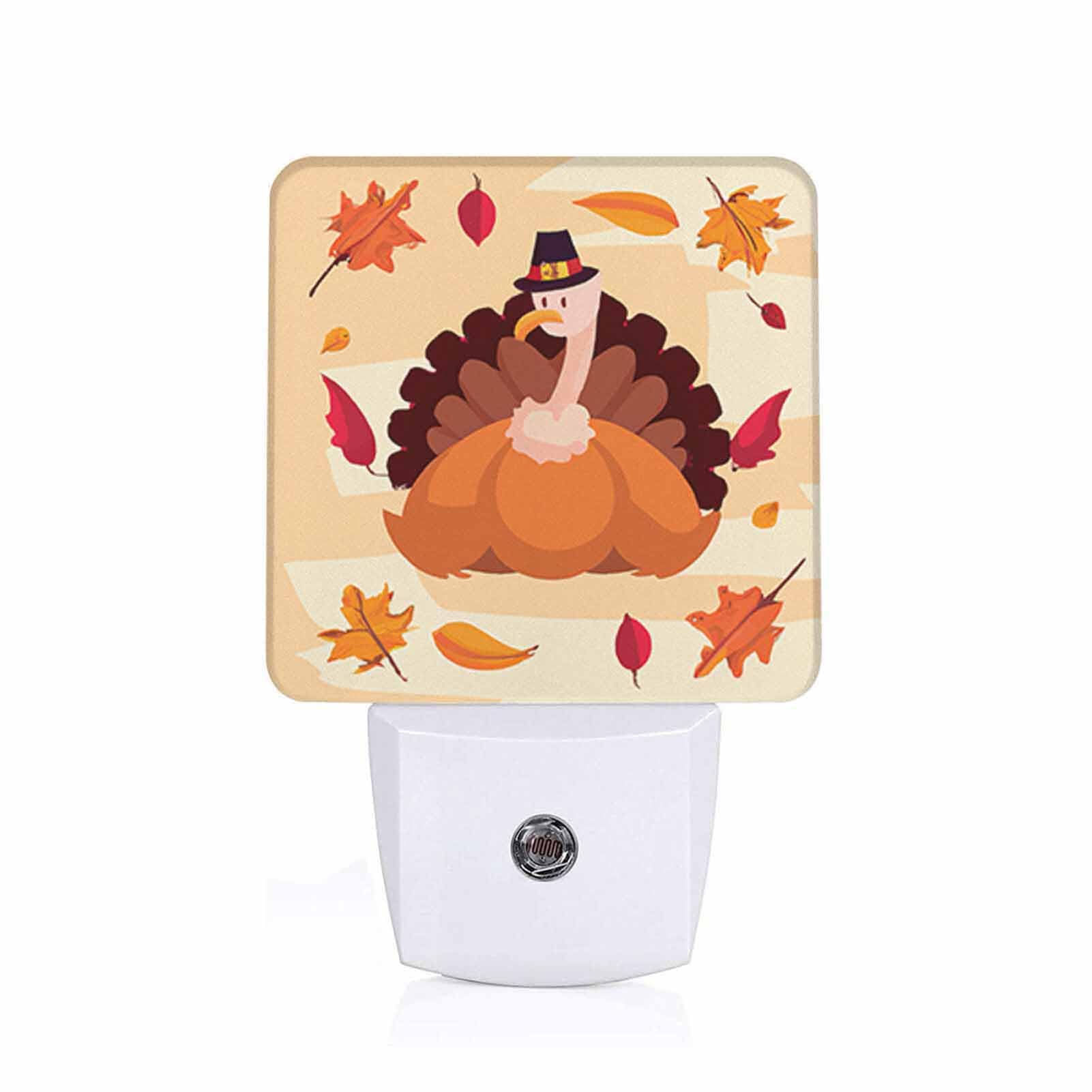 Chrobak LED Night Light with Dusk to Dawn Sensor, Thanksgiving Turkey Pumpkin Leaves, Model WML-Night-Light-231023-59