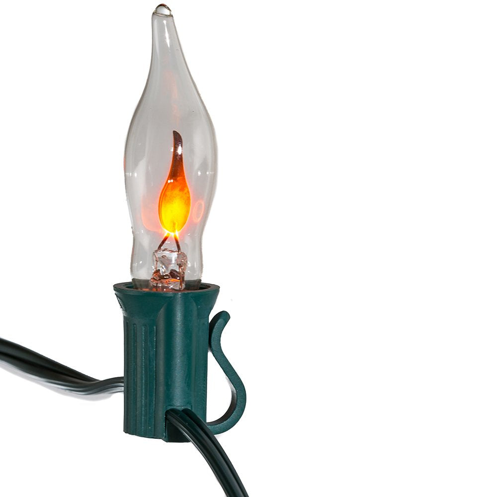 Kurt S. Adler 10-Light Flicker Flame Light Set, 12ft, Clear, Plastic, Model UL0702