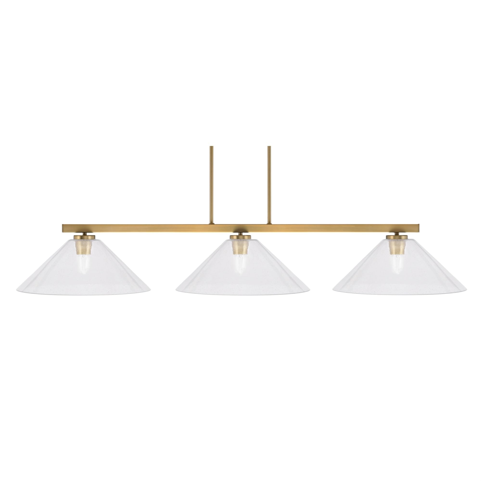 Toltec Lighting Atlas 3 Light Bar, New Age Brass Finish, 16in Clear Bubble Glass