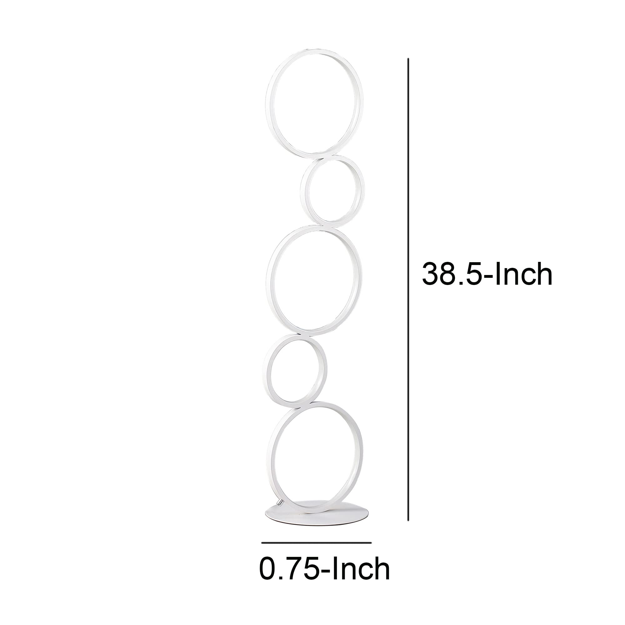 Emily 39 Inch Accent Table Lamp, 5 Round Ring Designed Base, Metal, White