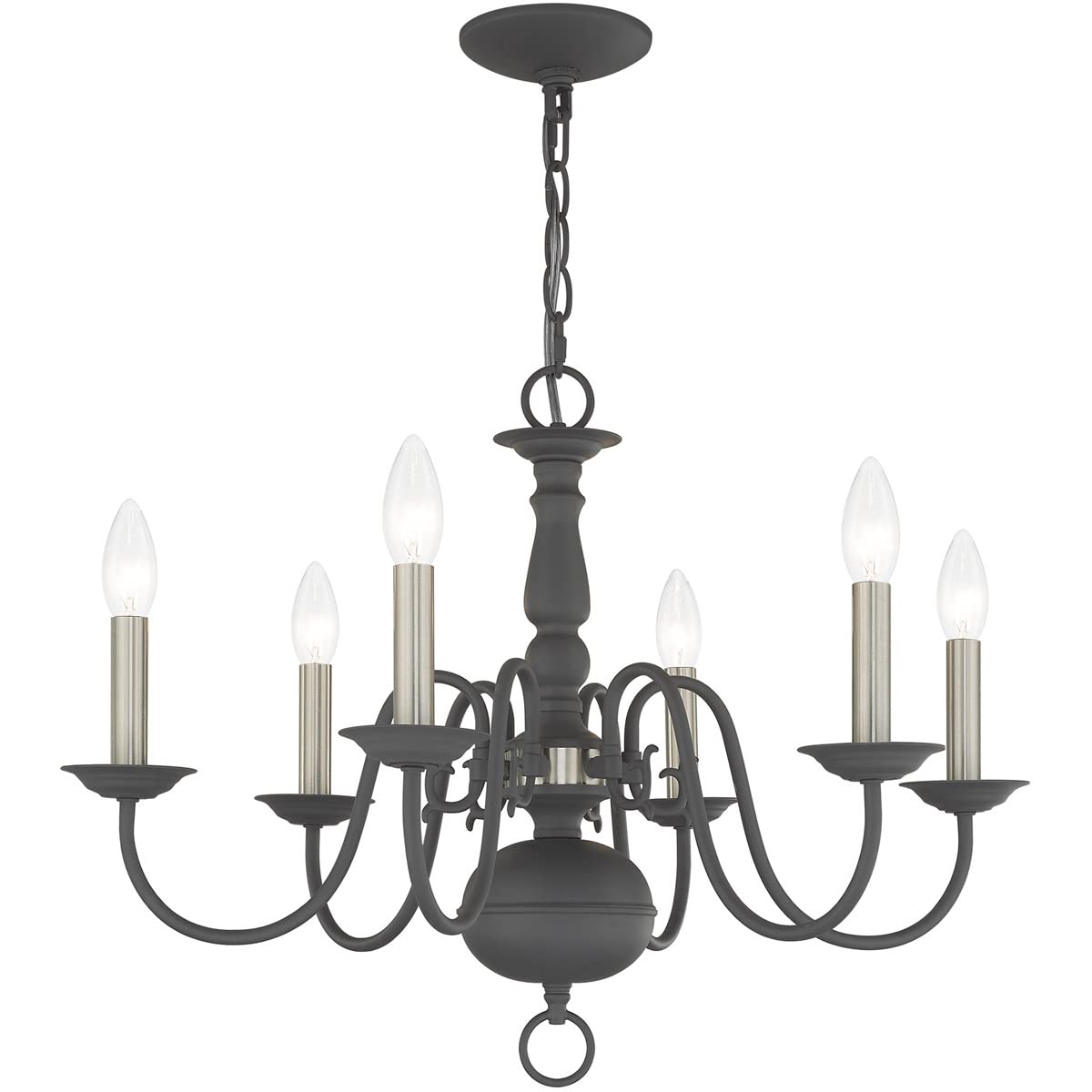 Livex Lighting Williamsburgh 6 Lt Scandinavian Gray Chandelier