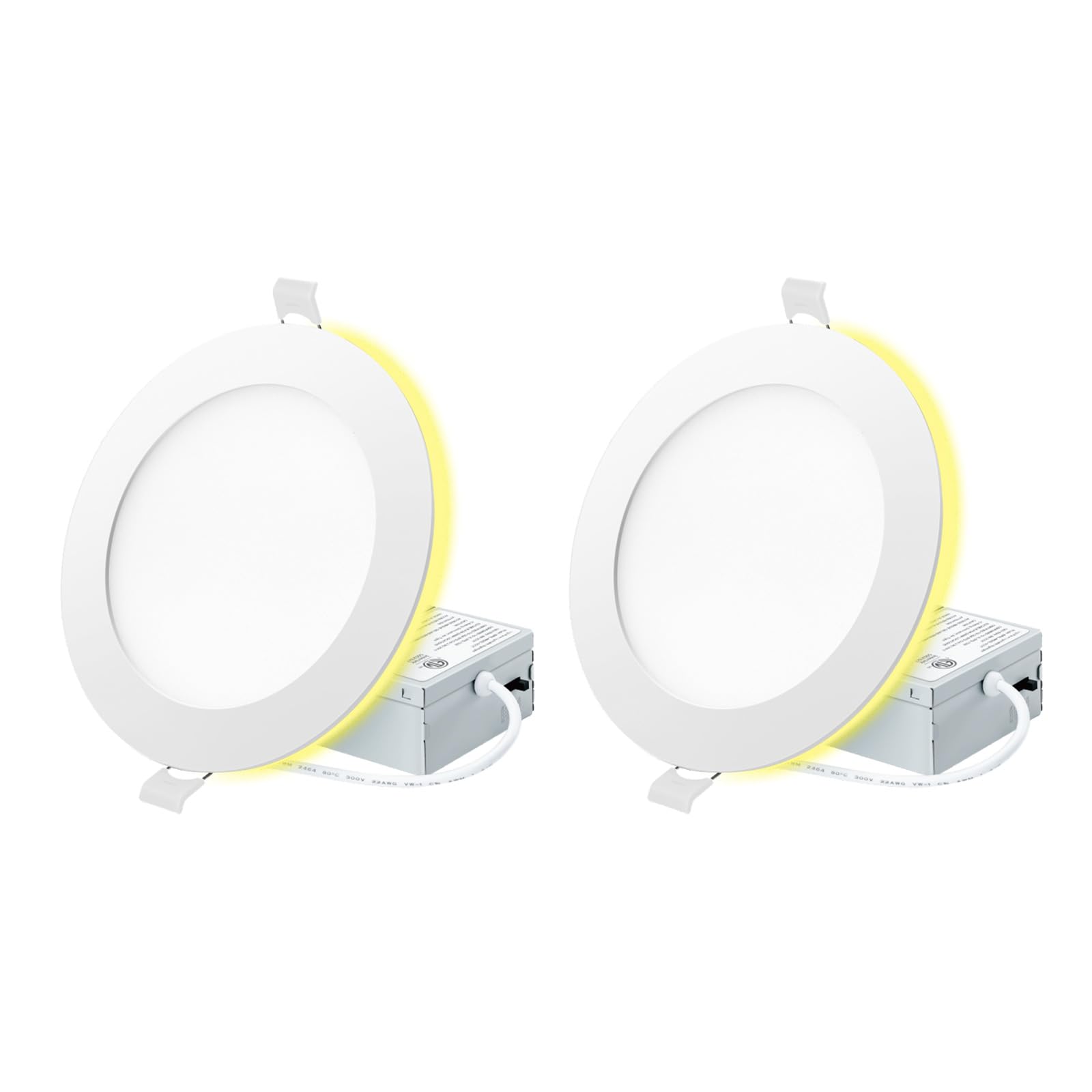 Eosmile 2 Pack 4 Inch 5Cct Led Recessed Light With Night Light  2700K 3000K 3500K 4000K 5000K Selectable Ultra-Thin Lighting  9W  120V  750Lm  Dimmable Canless Wafer Downlight  Etl Fcc