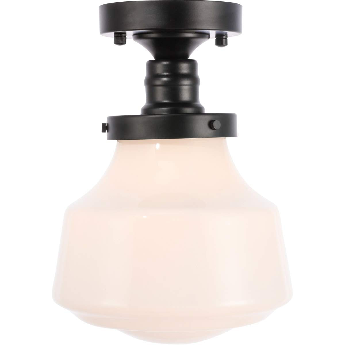 Living District Lyle 1-Light Metal & Glass Flush Mount in Black/Frosted White