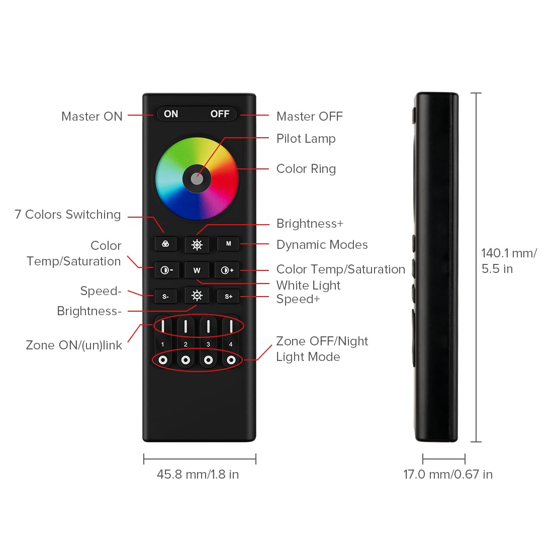 Btf-Lighting Rgbw Led Strip With Rf Remote Control, 5050Smd, Dc5V/Dc12V/Dc24V, White, Model Lm091