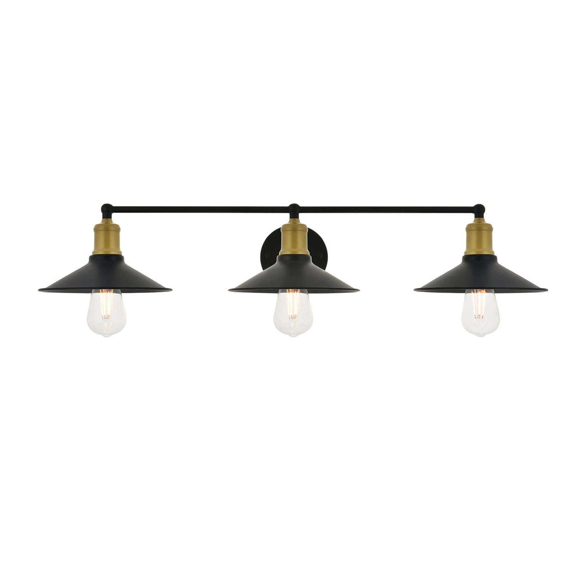 Living District Etude 3-Light Mid-Century Metal Wall Sconce in Brass and Black