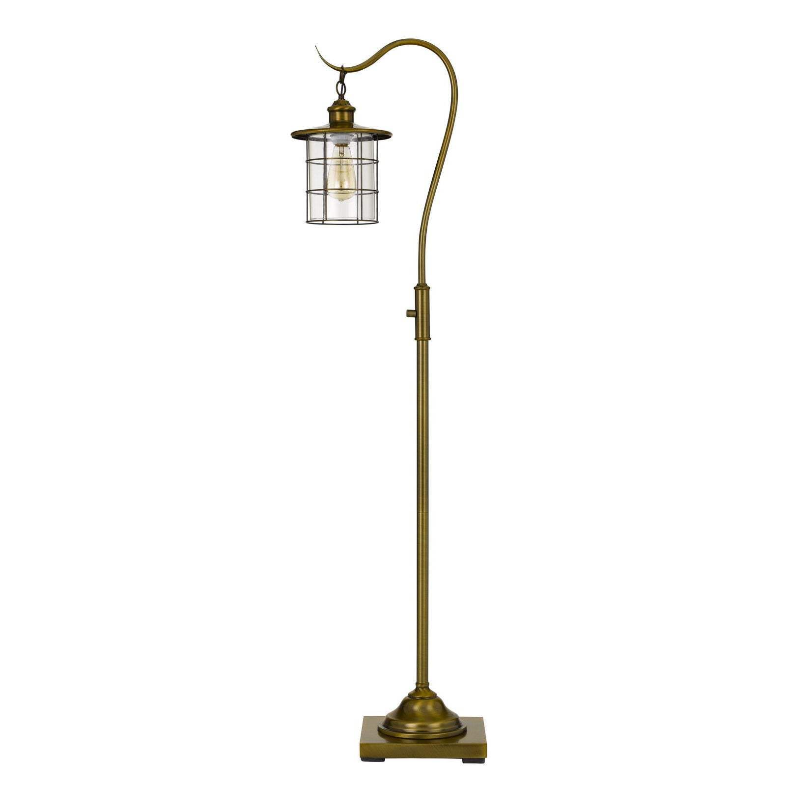 HomeRoots Traditional Shaped Floor Lamp with Bronze Glass Drum Shade, 60 in. Tall, Elegant Design