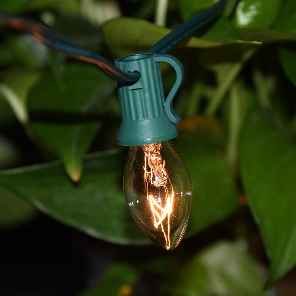Goothy 25 Pack C7 Clear Replacement Bulbs, C7 Clear Light Bulbs For Christmas Outdoor Patio Indoor String Lights, C7/E12 Candela